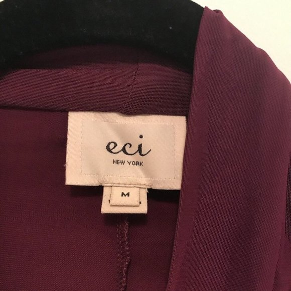 ECI New York M Wine Purple Color V-Neck Drape Blouse Top - Picture 5 of 6